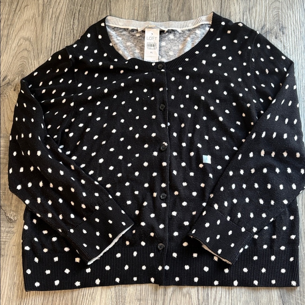 LOFT Black & white cardigan Size XL NWT